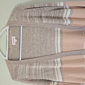 Molly & Isadora | Blush And Tan Long Cardigan Size 1X